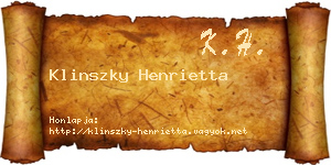 Klinszky Henrietta névjegykártya